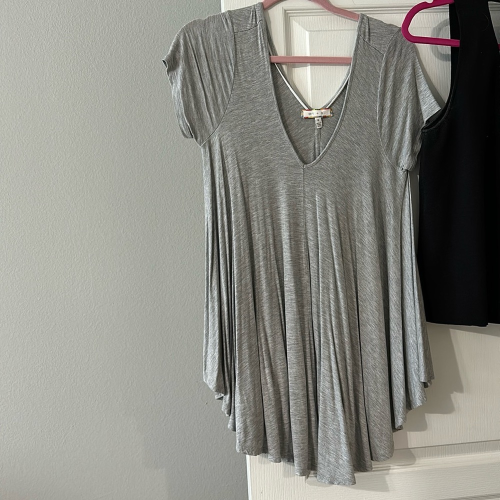 Anthropologie gray flowy top